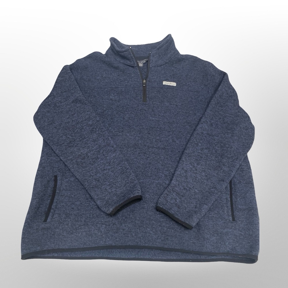 Eddie Bauer‎ Mens XXL 1/4 Zip Fleece Pullover Sweater Jacket Blue Casual